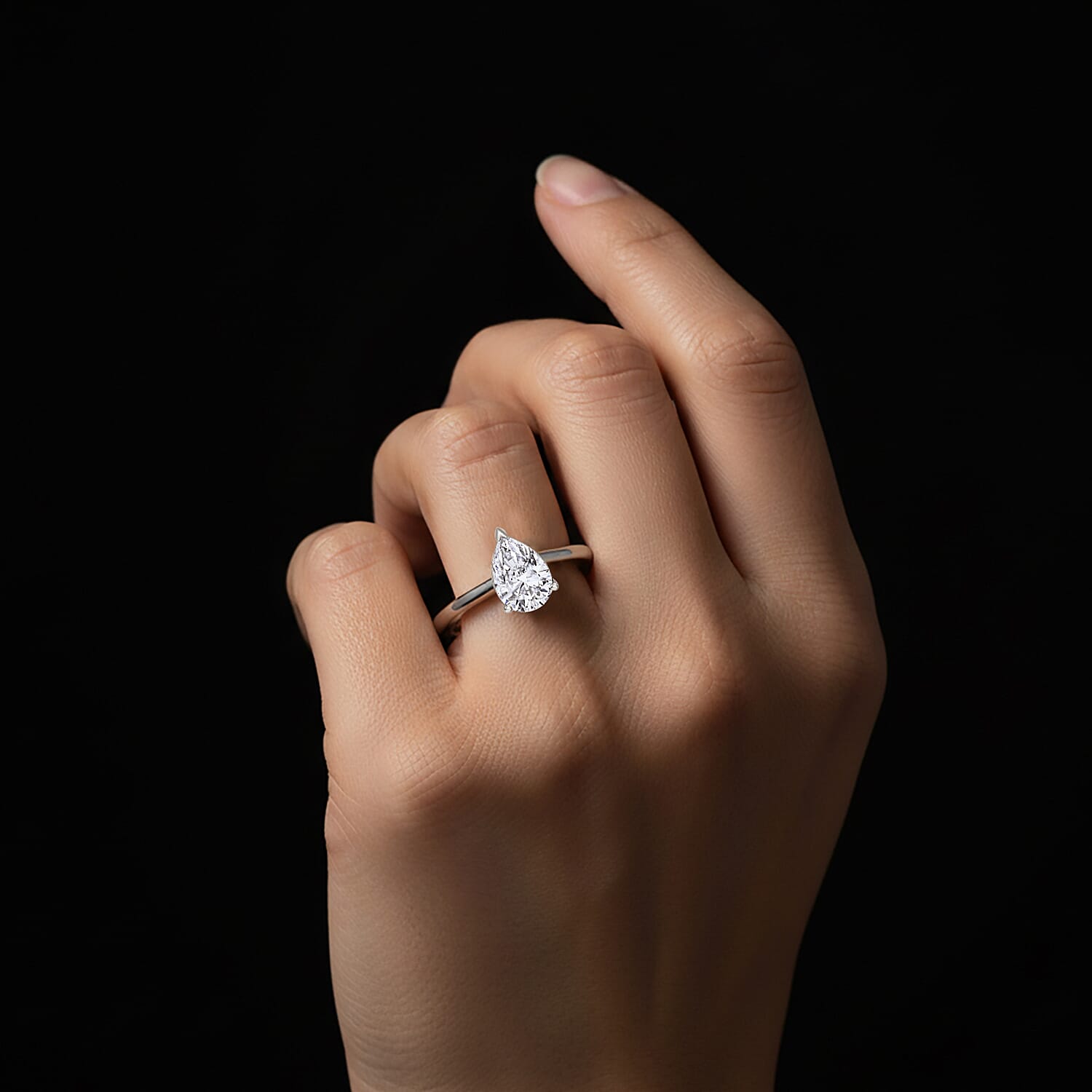 LUXURIANT 1 Ct. Lab Grown Diamond Pear-Cut Solitaire Ring in 950 Platinum SGL Certified 8067009 2