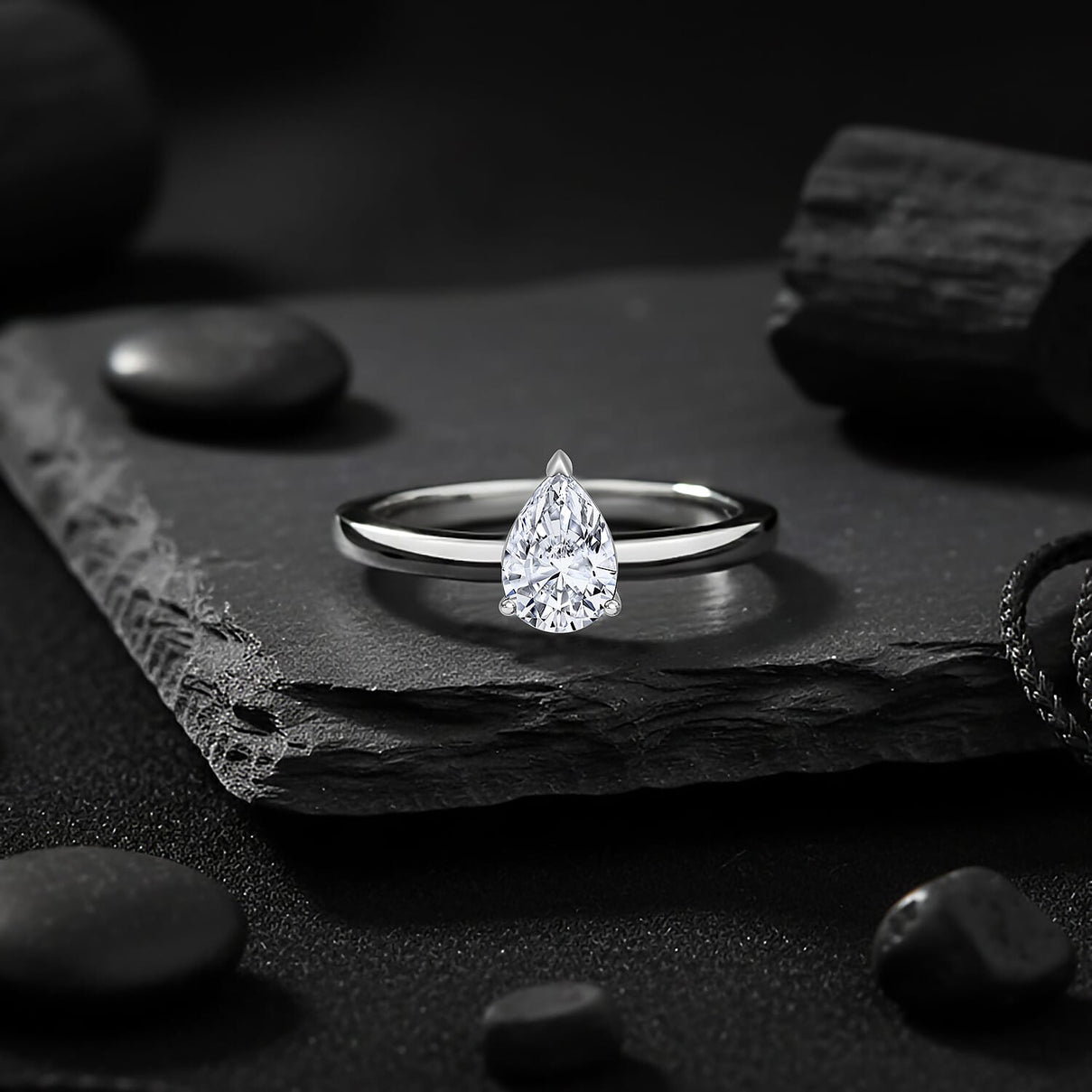 LUXURIANT 1 Ct. Lab Grown Diamond Pear-Cut Solitaire Ring in 950 Platinum SGL Certified 8067009 3