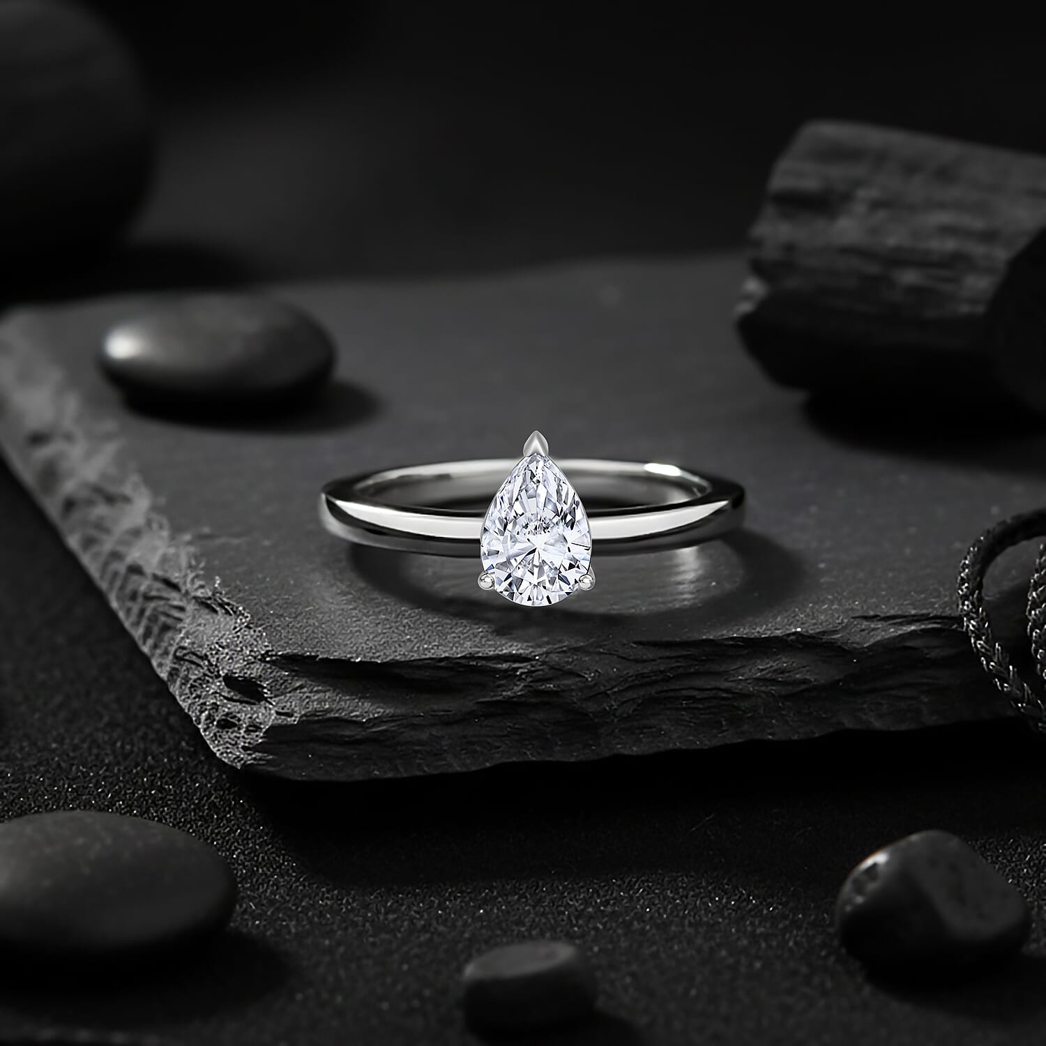 LUXURIANT 1 Ct. Lab Grown Diamond Pear-Cut Solitaire Ring in 950 Platinum SGL Certified 8067009 3