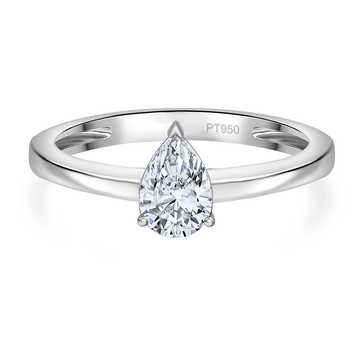 LUXURIANT 1 Ct. Lab Grown Diamond Pear-Cut Solitaire Ring in 950 Platinum SGL Certified 8287984 0