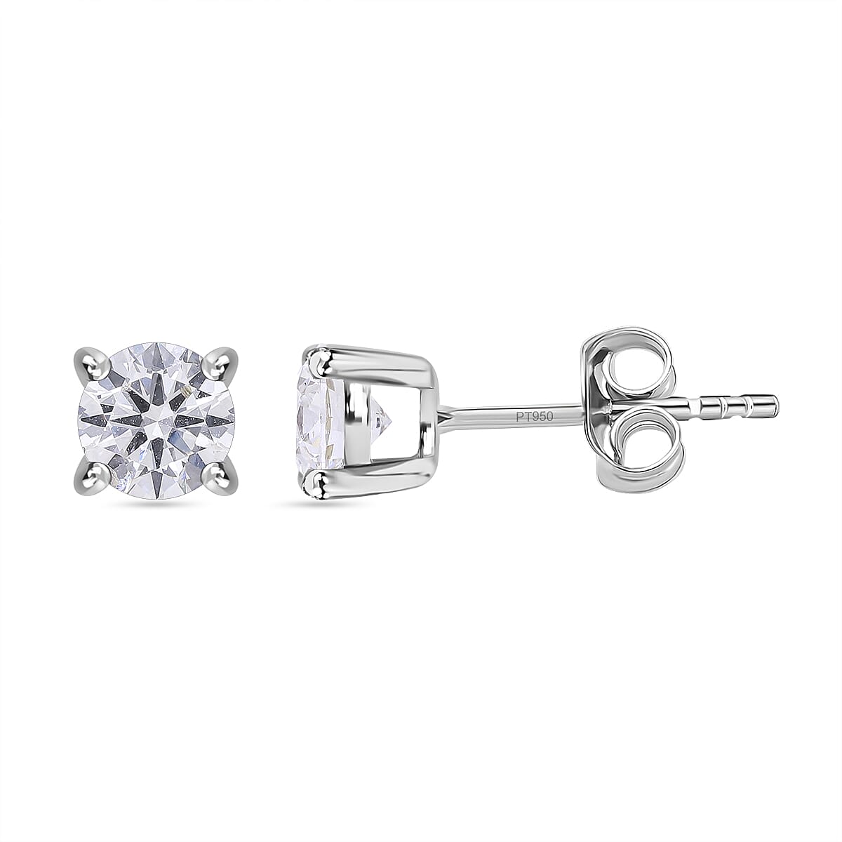LUXURIANT 1 Ct. Lab Grown Diamond Solitaire Earrings in 950 Platinum, SGL Certified 7860249 0
