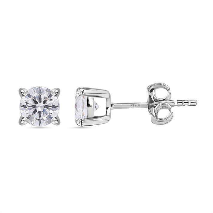 LUXURIANT 1 Ct. Lab Grown Diamond Solitaire Earrings in 950 Platinum, SGL Certified 7860249 1
