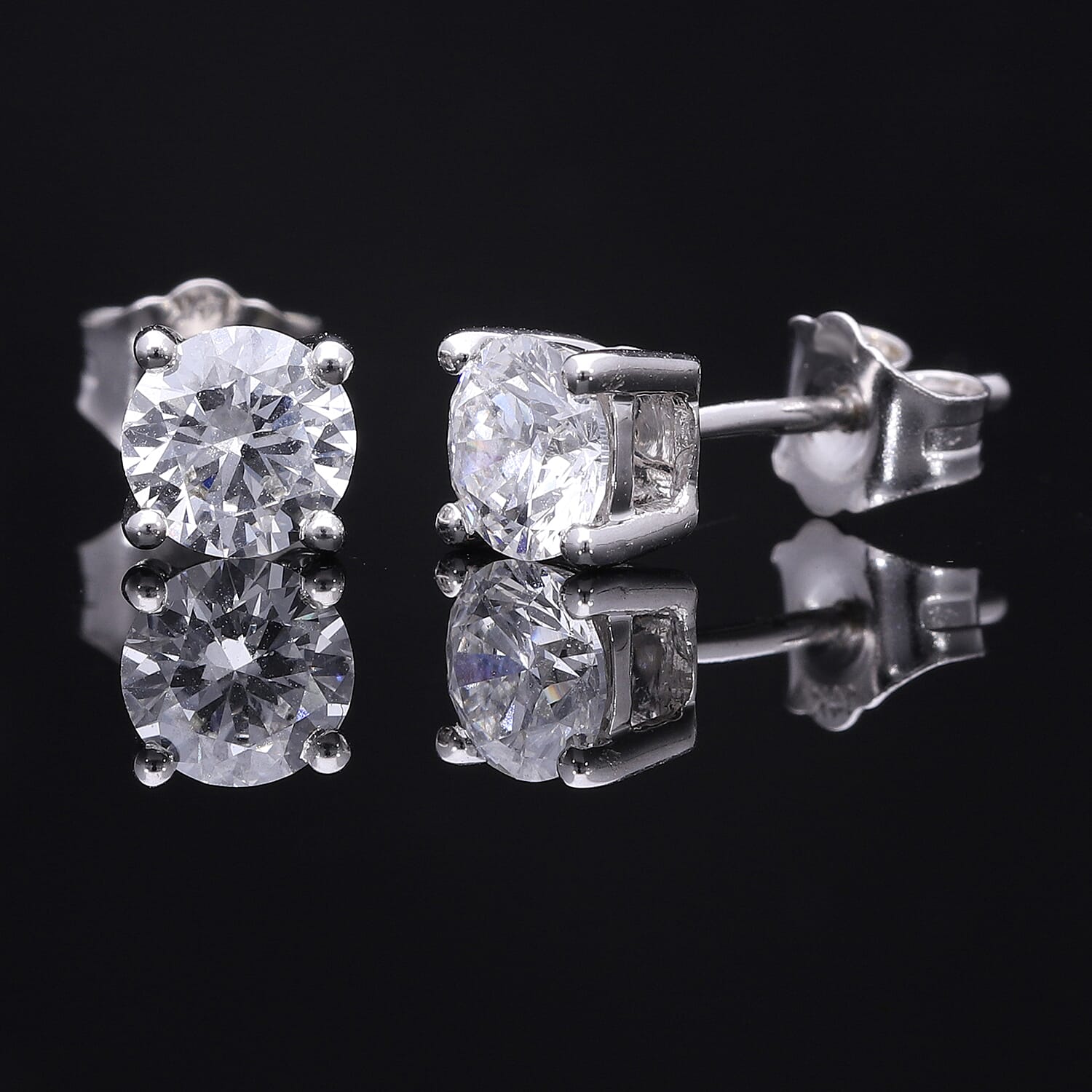LUXURIANT 1 Ct. Lab Grown Diamond Solitaire Earrings in 950 Platinum, SGL Certified 7860249 3