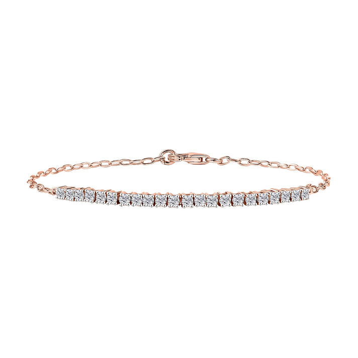 LUXURIANT 1 Ct. Lab Grown Diamond Tennis Chain Bracelet (Size - 7.5) with Lobster Clasp in 18K Vermeil Rose Gold Plated Sterling Silver (SI/GH) 8285590 1