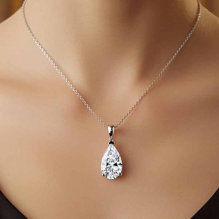 LUXURIANT 10 Ct. Lab Grown Diamond Pear-Cut Solitaire Pendant in 950 Platinum IGI Certified (VS-EF) 8206848 2