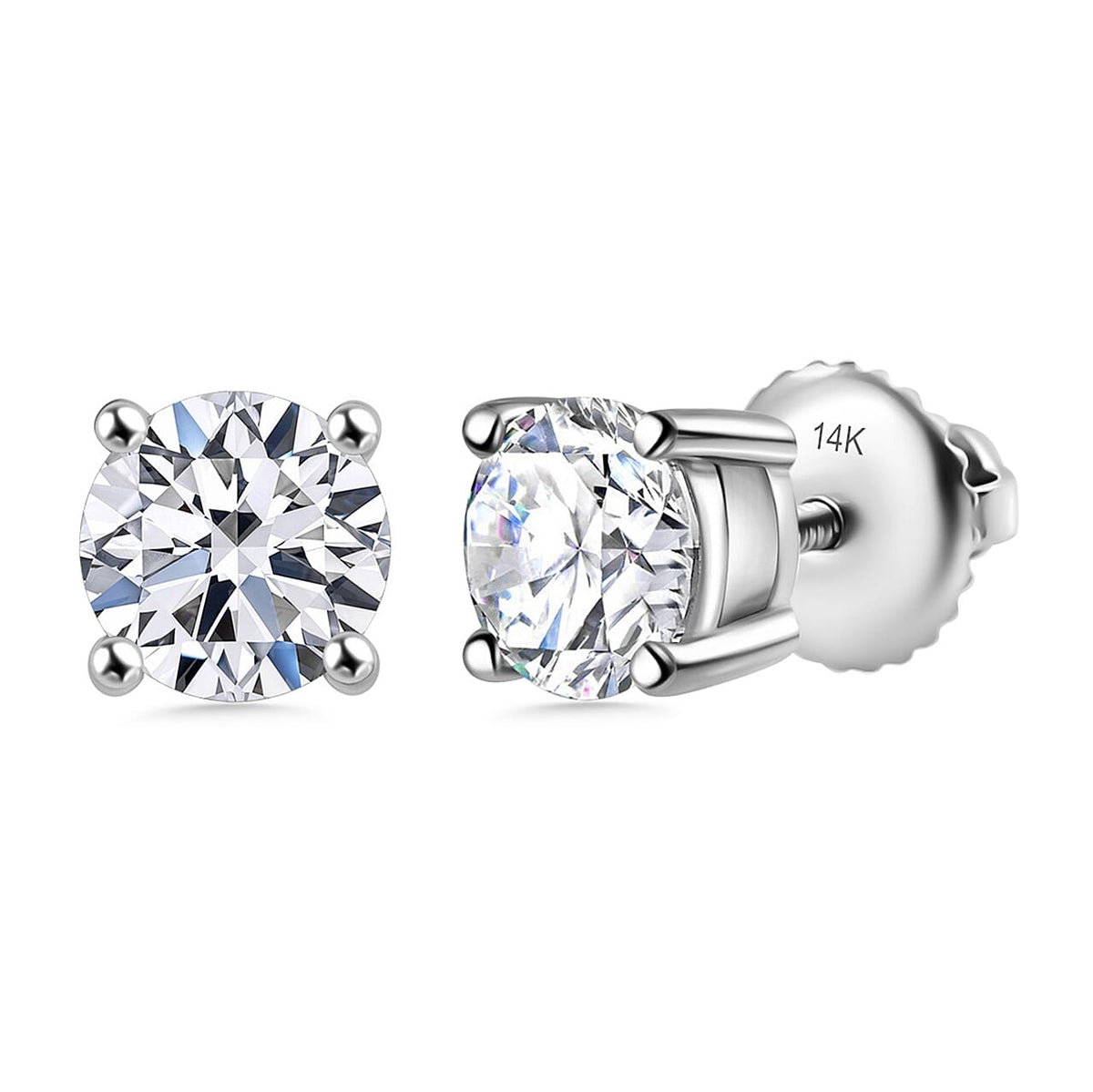 LUXURIANT 3 Ct. Lab Grown Diamond Solitaire Stud Earrings with Screw Back in 14K White Gold IGI Certified 8164284 0