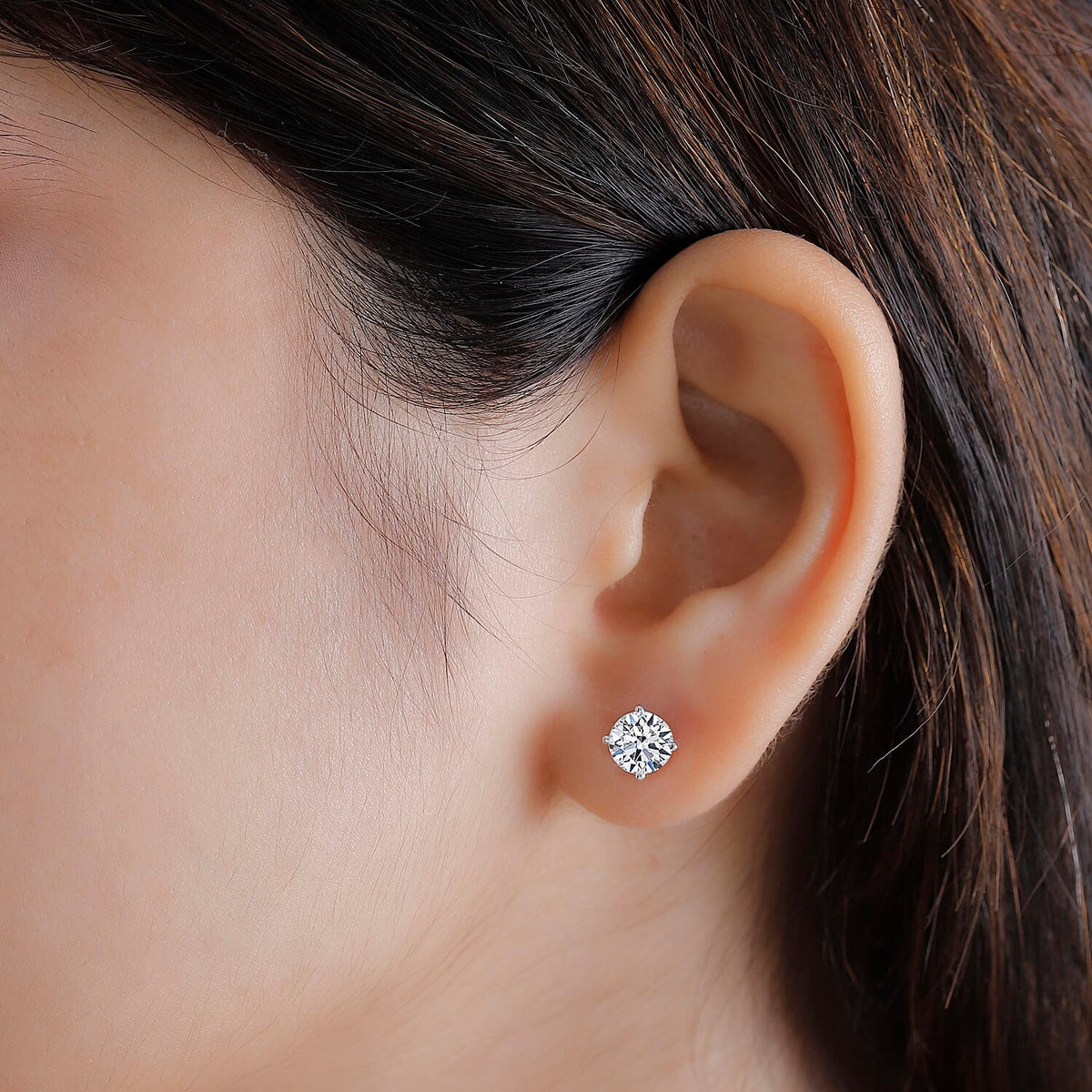 LUXURIANT 3 Ct. Lab Grown Diamond Solitaire Stud Earrings with Screw Back in 14K White Gold IGI Certified 8164284 3