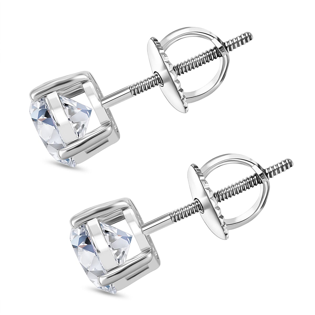 LUXURIANT 3 Ct. Lab Grown Diamond Solitaire Stud Earrings with Screw Back in 14K White Gold IGI Certified 8164284 4