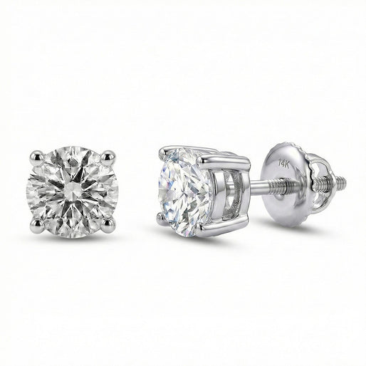 LUXURIANT 14K Gold IGI Certified Lab Grown Diamond Solitaire Earrings with Screw Back 4 Ct.