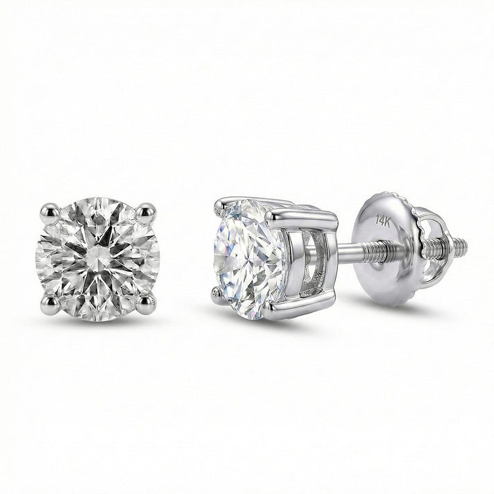 LUXURIANT 14K White Gold IGI Certified Lab Grown Diamond Solitaire Stud Earrings with Screw Back 4 Ct. 8164287 1