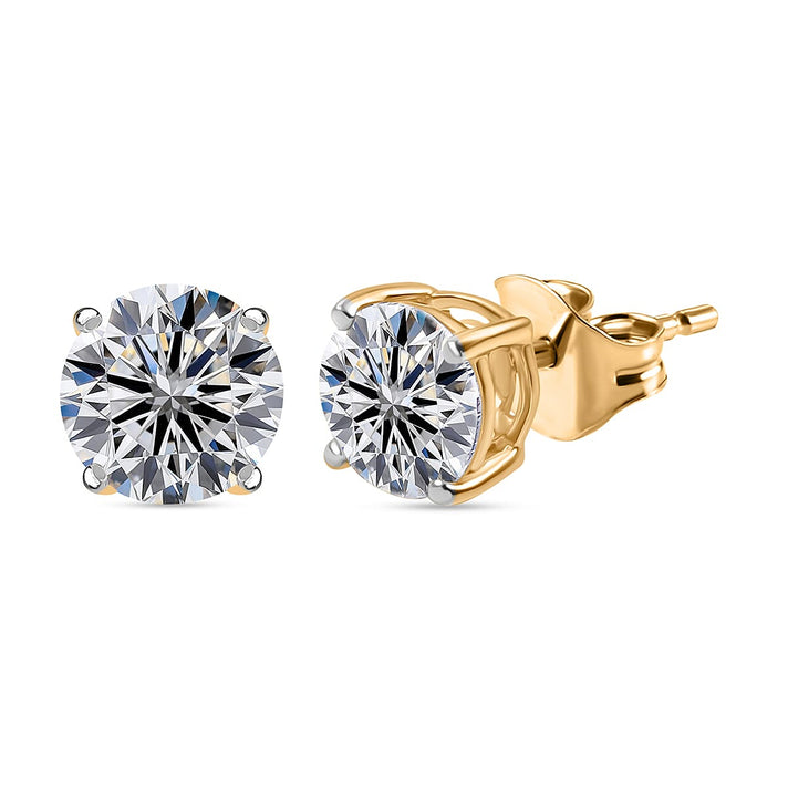 LUXURIANT 2 Ct. Lab Grown Diamond Solitaire Stud Earrings with Screw Back in 14K Yellow Gold SGL Certified (VS-GH) 7977603 1