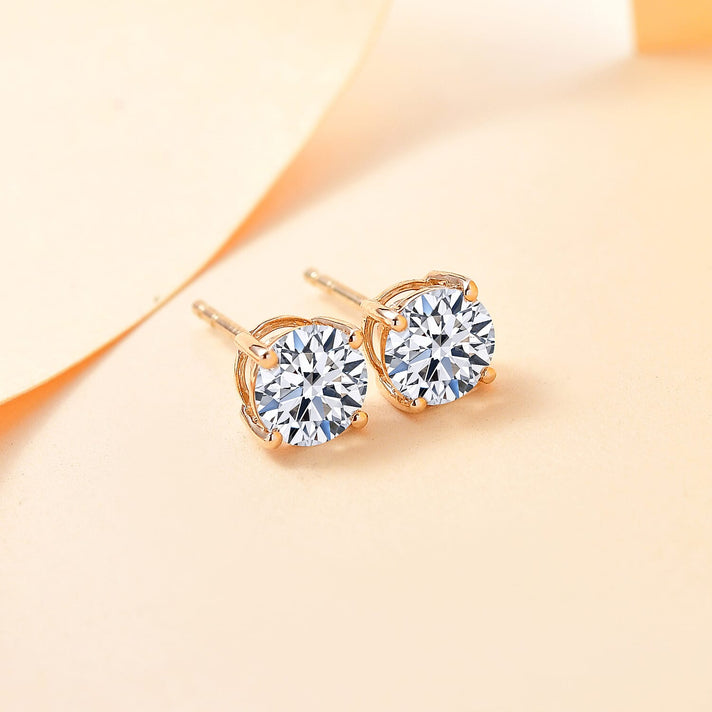 LUXURIANT 2 Ct. Lab Grown Diamond Solitaire Stud Earrings with Screw Back in 14K Yellow Gold SGL Certified (VS-GH) 7977603 2