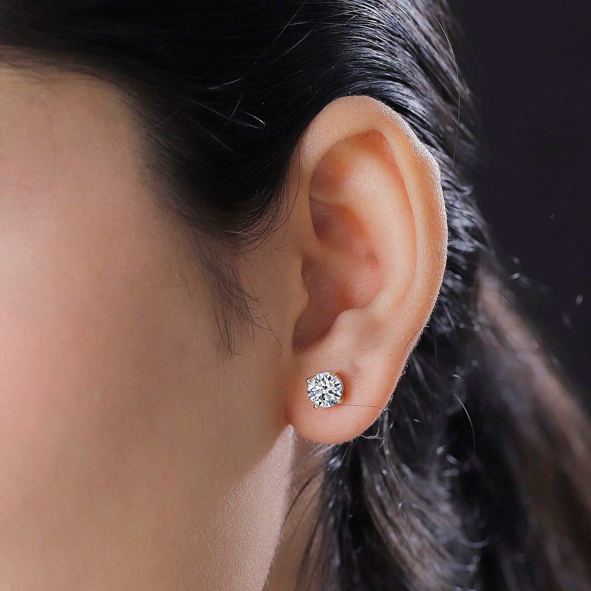 LUXURIANT 2 Ct. Lab Grown Diamond Solitaire Stud Earrings with Screw Back in 14K Yellow Gold SGL Certified (VS-GH) 7977603 3
