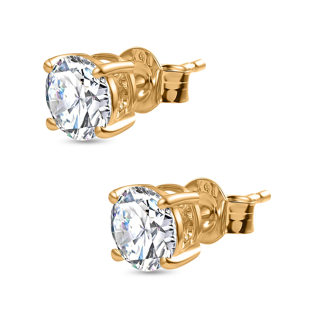 LUXURIANT 2 Ct. Lab Grown Diamond Solitaire Stud Earrings with Screw Back in 14K Yellow Gold SGL Certified (VS-GH) 7977603 4