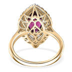 Luxuriant 10K Yellow Gold AAA Radiant Ember Garnet, Lab Grown Diamond Main Stone With Side Stone Ring, Gold Wt.3.95 Gms  3.594  Ct.
