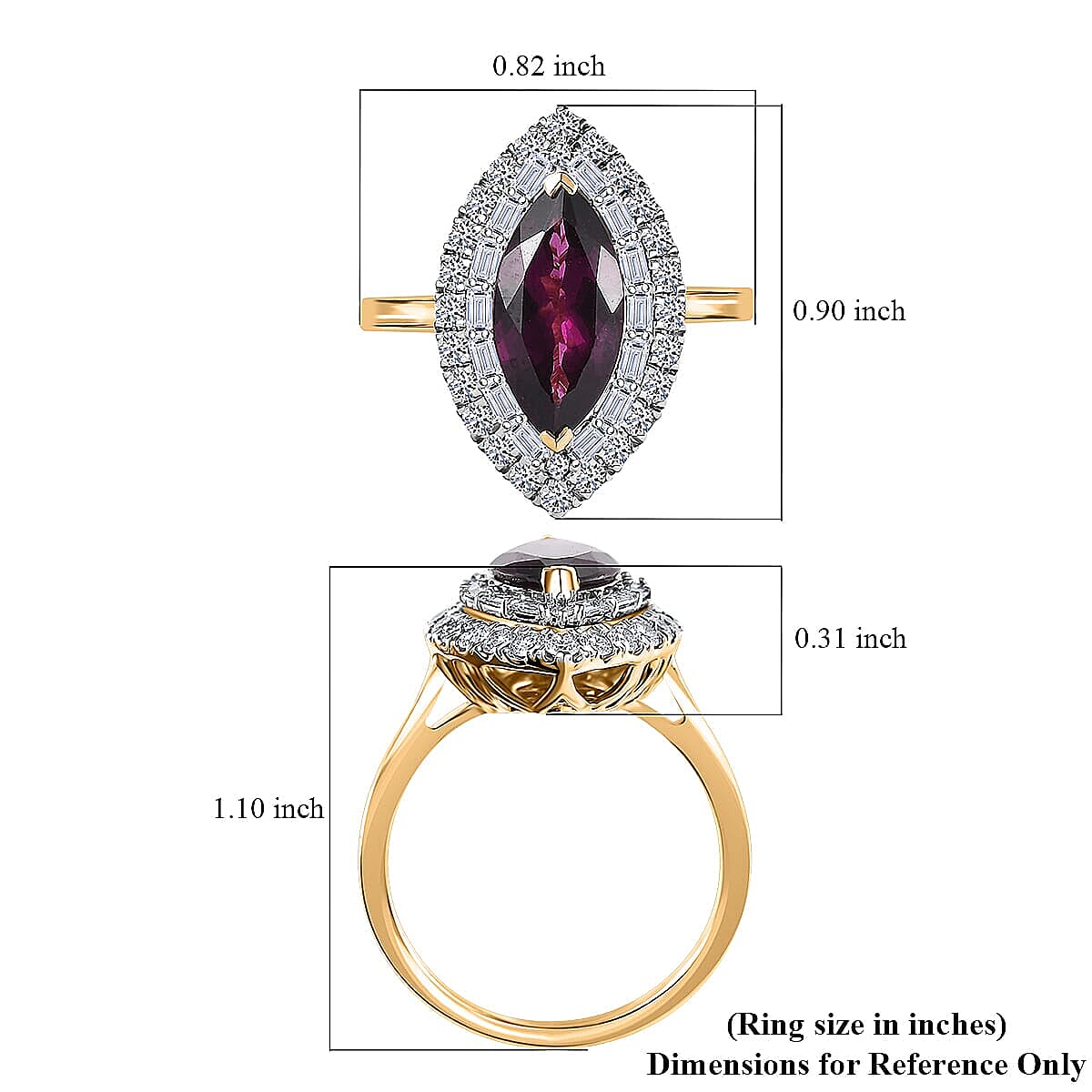 Certified &amp; Appraised LUXURIANT 2.7 Ct. AAA Radiant Ember Garnet, Lab Grown Diamond Double Halo Ring in 10K Yellow Gold 8284536 14
