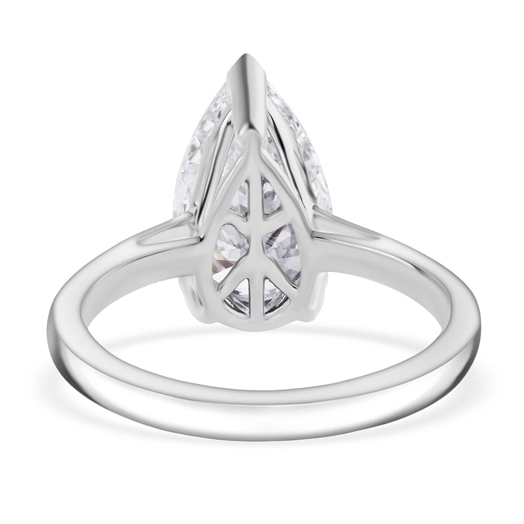 Luxuriant - 18K White Gold Lab Grown Diamond Pear Cut Solitaire Ring 3.00 Ct.