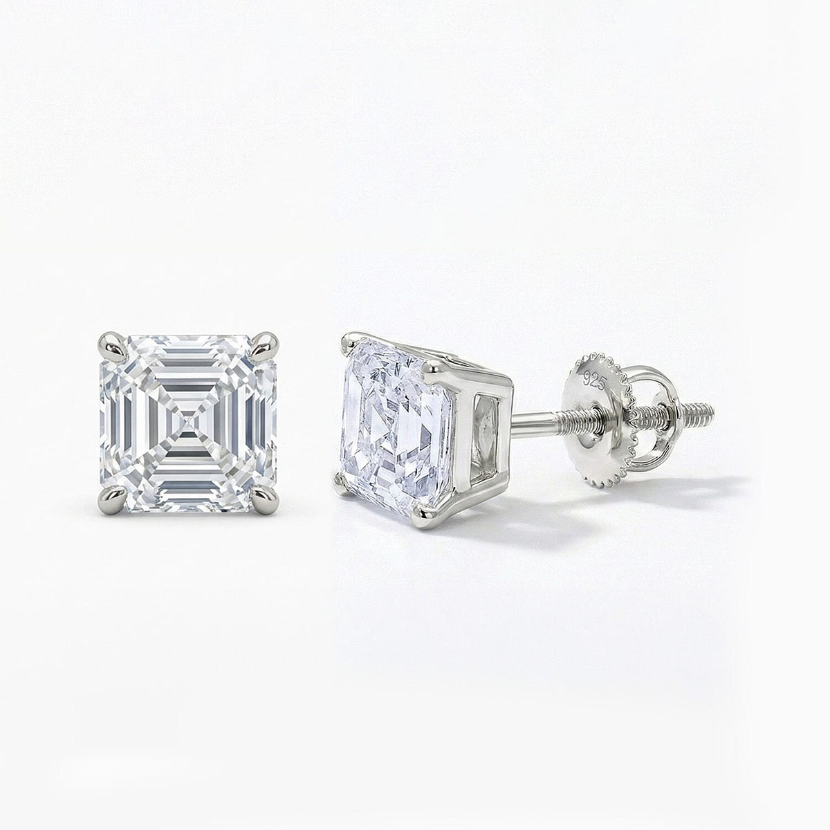LUXURIANT IGI Certified 4 Ct. Lab Grown Diamond VS E-F Stud Earring with Screw Back in 14K White Gold 8172063 0