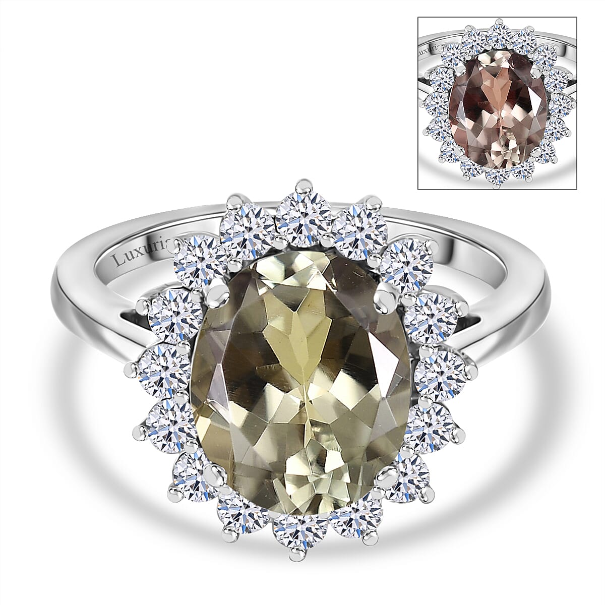 LUXURIANT 950 Platinum AAA Turkizite and Lab Grown Diamond (VS-E/F) Ring 4.85 Ct, Platinum Wt.5.45 Gms. 8109849 0