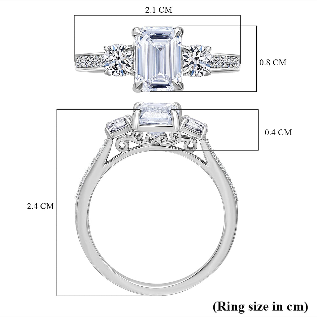 Super Find - Luxuriant Diamond 950 Platinum IGI Certified Emerald Cut Lab Grown Diamond Ring 2.00 Ct.