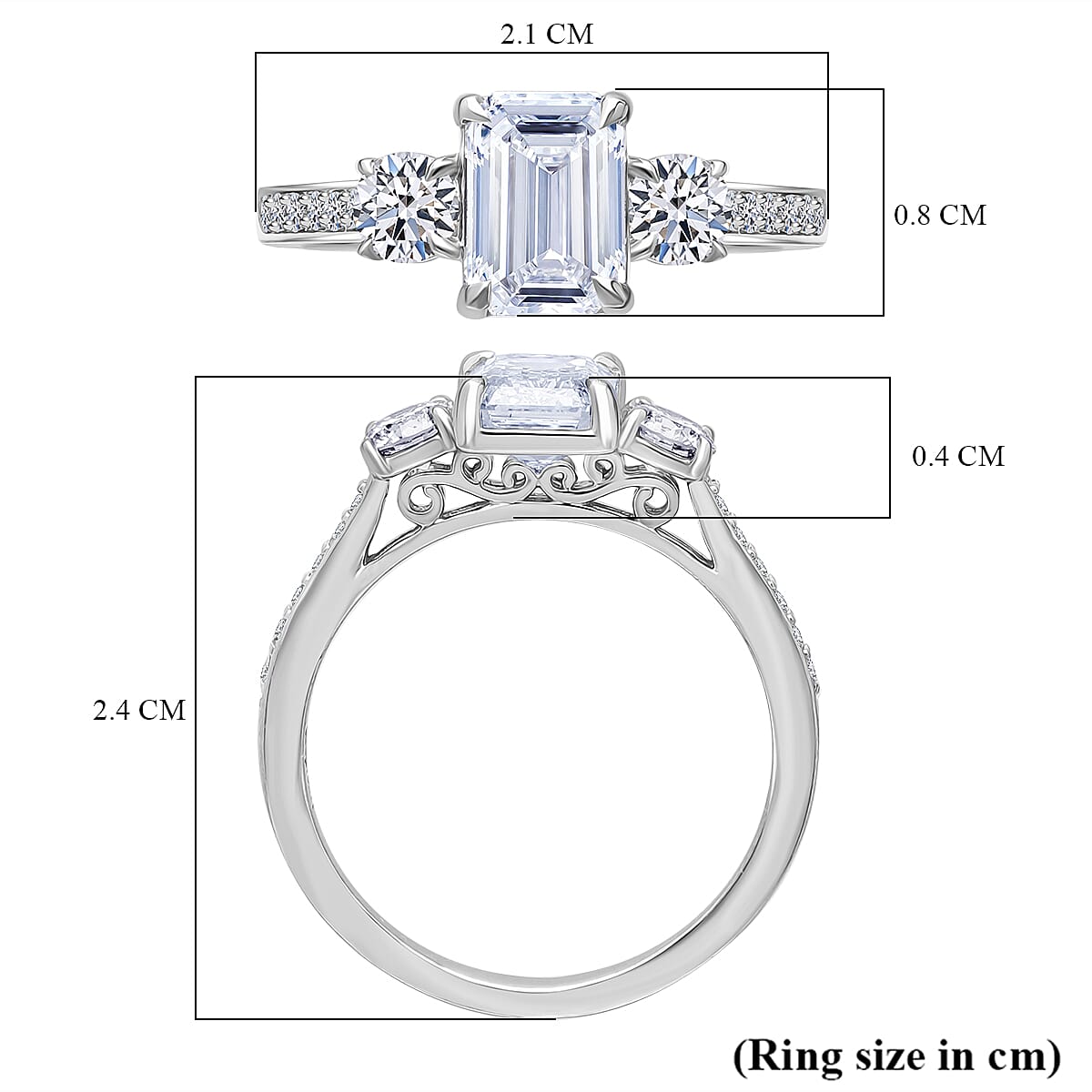 LUXURIANT 2 Ct. Emerald-Cut Lab Grown Diamond Ring in 950 Platinum IGI Certified V32696473 5