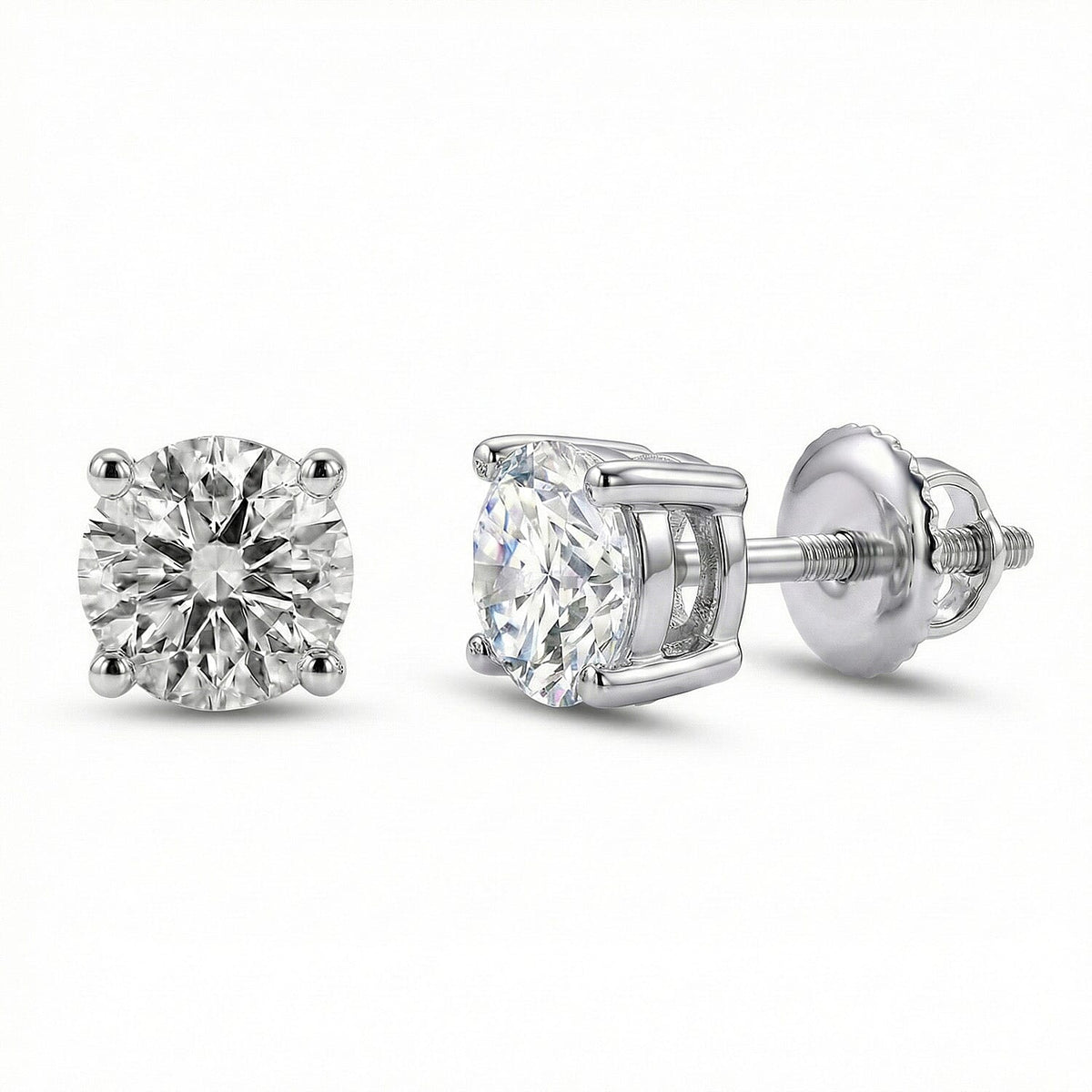 LUXURIANT 950 Platinum IGI Certified Lab Grown Diamond Solitaire Stud Earrings with Screw Back 4 Ct. 8164129 0