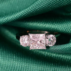 Luxuriant Diamond 950 Platinum IGI Certified Princess Cut Lab Grown Diamond (VS-E-F) Trilogy Ring 3.07 Ct.