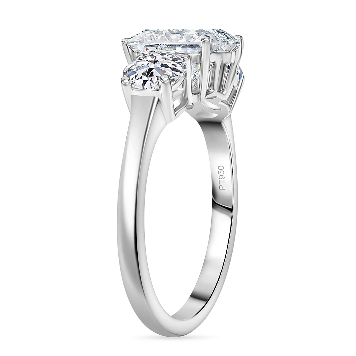 LUXURIANT 950 Platinum IGI Certified Princess Cut Lab Grown Diamond (VS-E-F) Trilogy Ring 3.07 Ct. 8061842 4