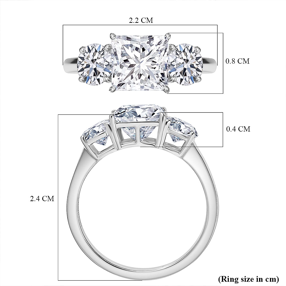 LUXURIANT 950 Platinum IGI Certified Princess Cut Lab Grown Diamond (VS-E-F) Trilogy Ring 3.07 Ct. 8061842 6