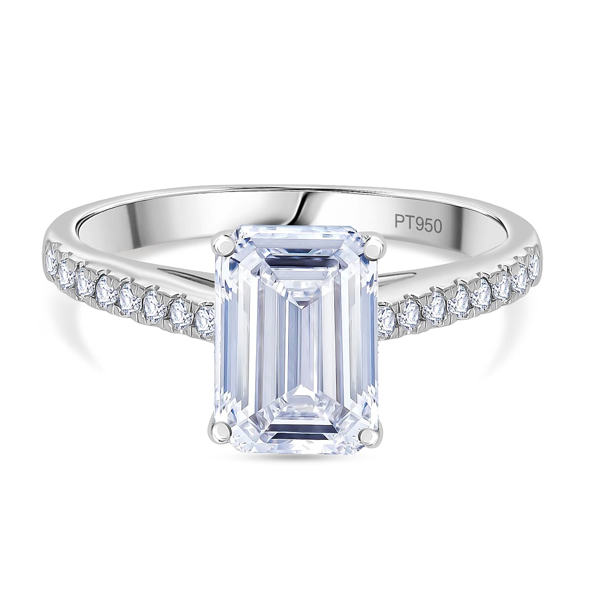 LUXURIANT 950 Platinum IGI Certified VS-F Lab Grown Diamond Emerald Ring 3.06  Ct. 8075137 0