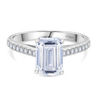Luxuriant Diamond 950 Platinum IGI Certified Emerald Cut Lab Grown Diamond Ring 3.00 Ct.
