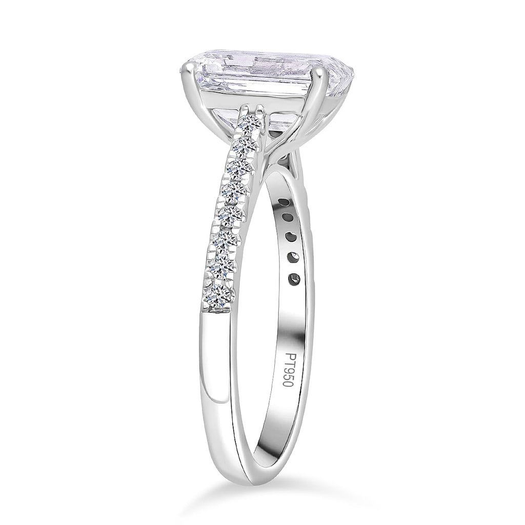 Luxuriant Diamond 950 Platinum IGI Certified Emerald Cut Lab Grown Diamond Ring 3.00 Ct.