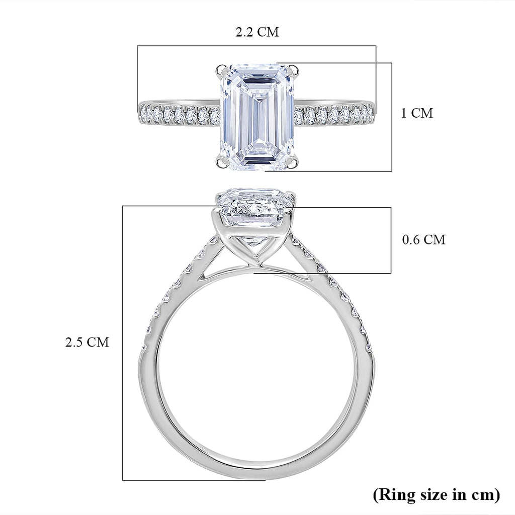 Luxuriant Diamond 950 Platinum IGI Certified Emerald Cut Lab Grown Diamond Ring 3.00 Ct.