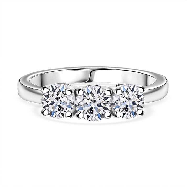 LUXURIANT 1 Ct. Lab Grown Diamond Trilogy Ring in 950 Platinum, SGL Certified 7988848 1