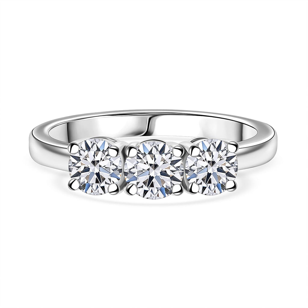 LUXURIANT 950 Platinum SGL Certified Lab Grown Diamond (VS-EF) Trilogy Ring 1 Ct. Platinum Wt 4.80 Grams