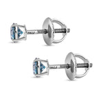 Luxuriant - 950 Platinum SGL Certified Lab Grown (VS) Blue Diamond Solitaire Studs with Screw Back Earring 1.01 Ct.