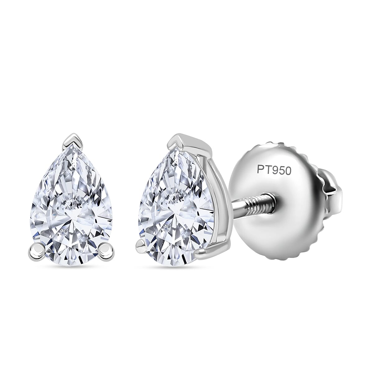 LUXURIANT 950 Platinum SGL Certified Pear Cut Lab Grown Diamond Stud Earrings 8114428 0