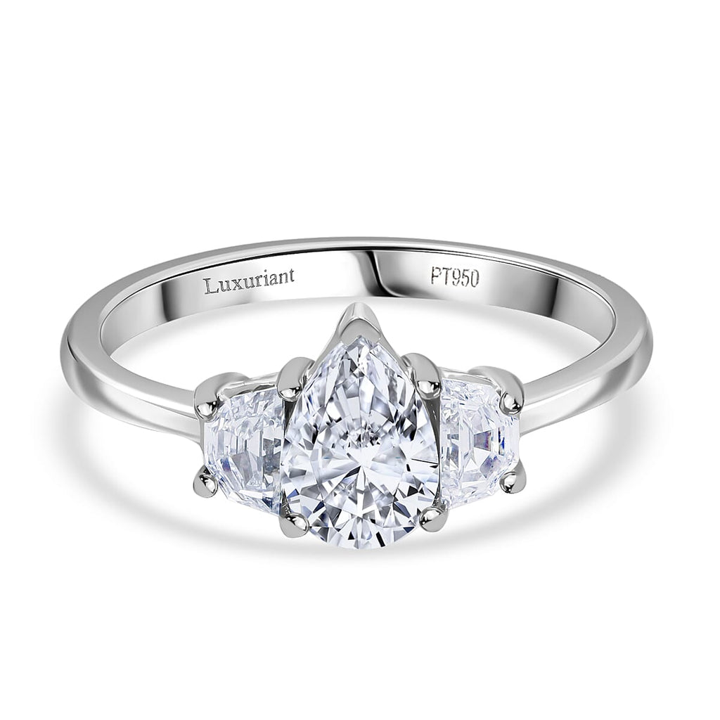 Luxuriant 950 Platinum SGL Certified Lab Grown Diamond (VS) 3 Stone Ring 1.50 Ct, Platinum Wt. 4.15 Gms.