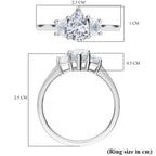 Luxuriant 950 Platinum SGL Certified Lab Grown Diamond (VS) 3 Stone Ring 1.50 Ct, Platinum Wt. 4.15 Gms.
