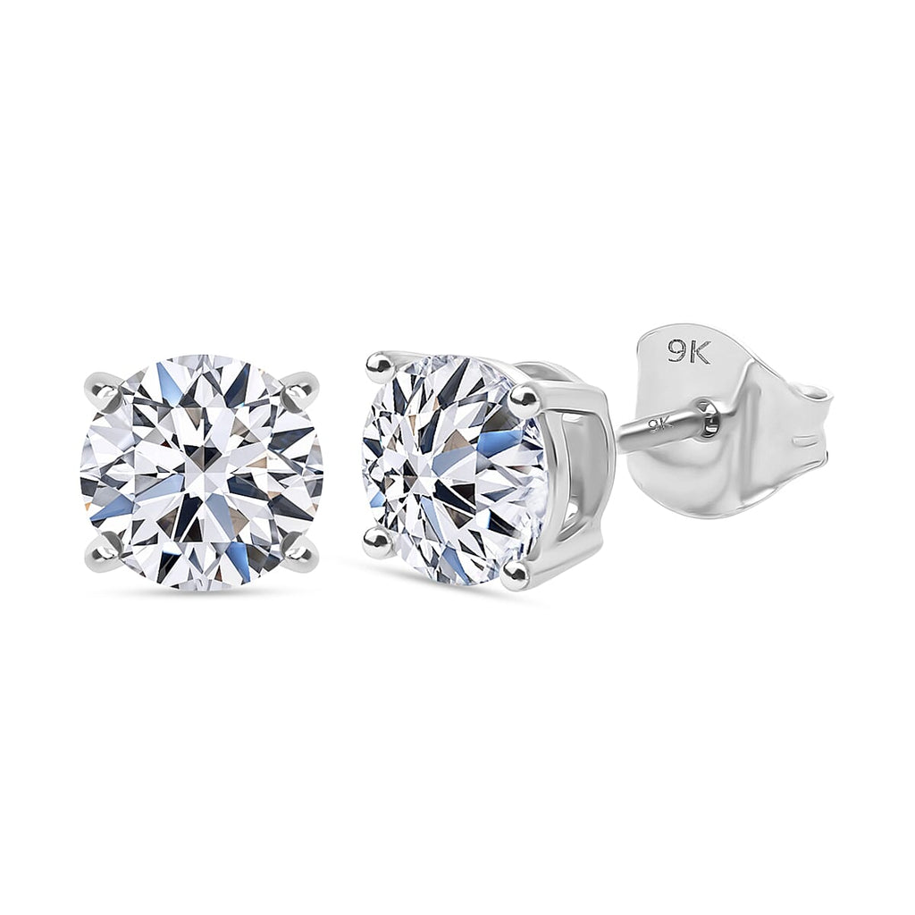 Luxuriant 9K White Gold SGL Certified (SI-GH) Round Brilliant Cut Lab Grown Diamond Stud Push Back Earrings 2.01 Ct.