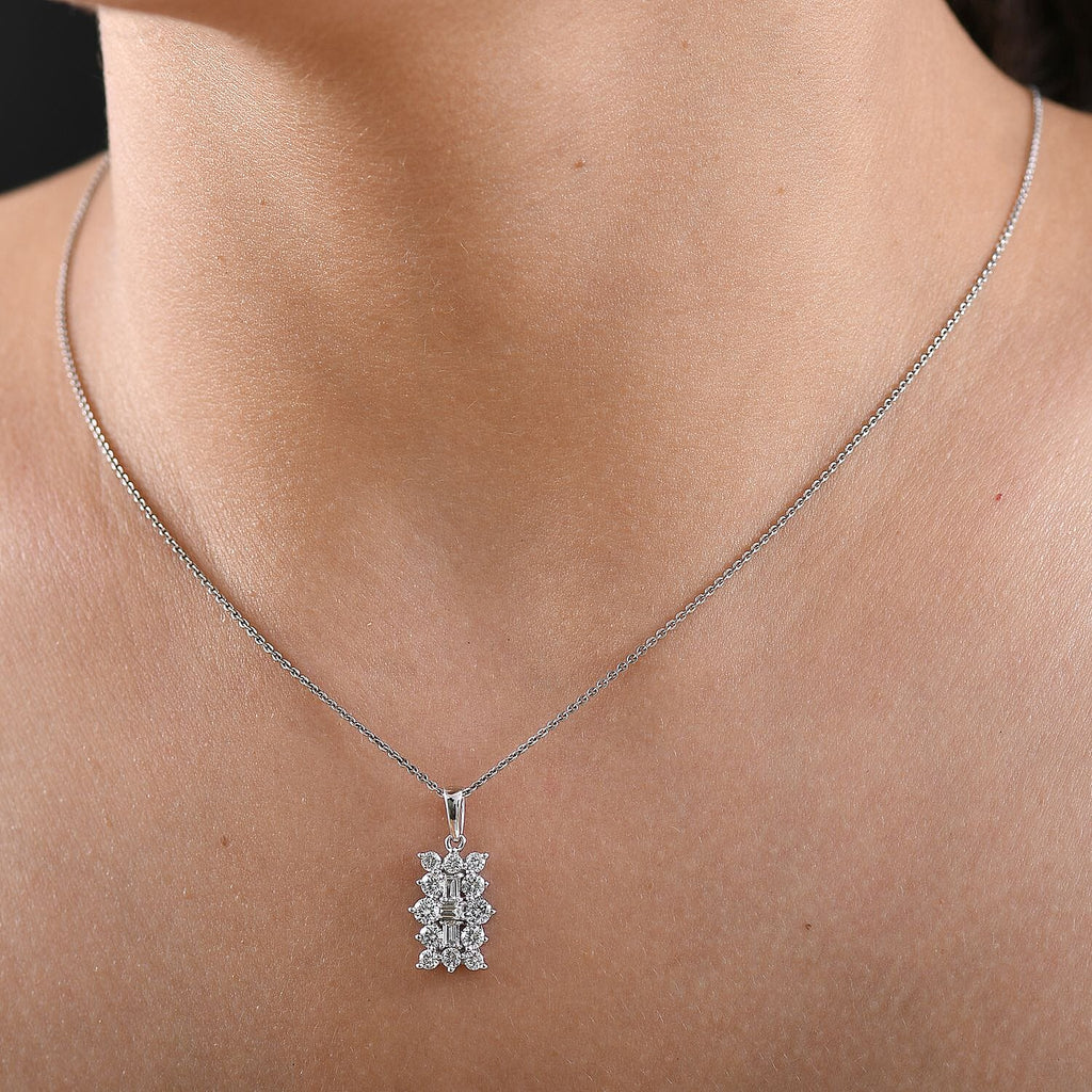 Luxuriant 9K White Gold SGL Certified Lab Grown Diamond (VS-GH) Boat Pendant 1.00 Ct.