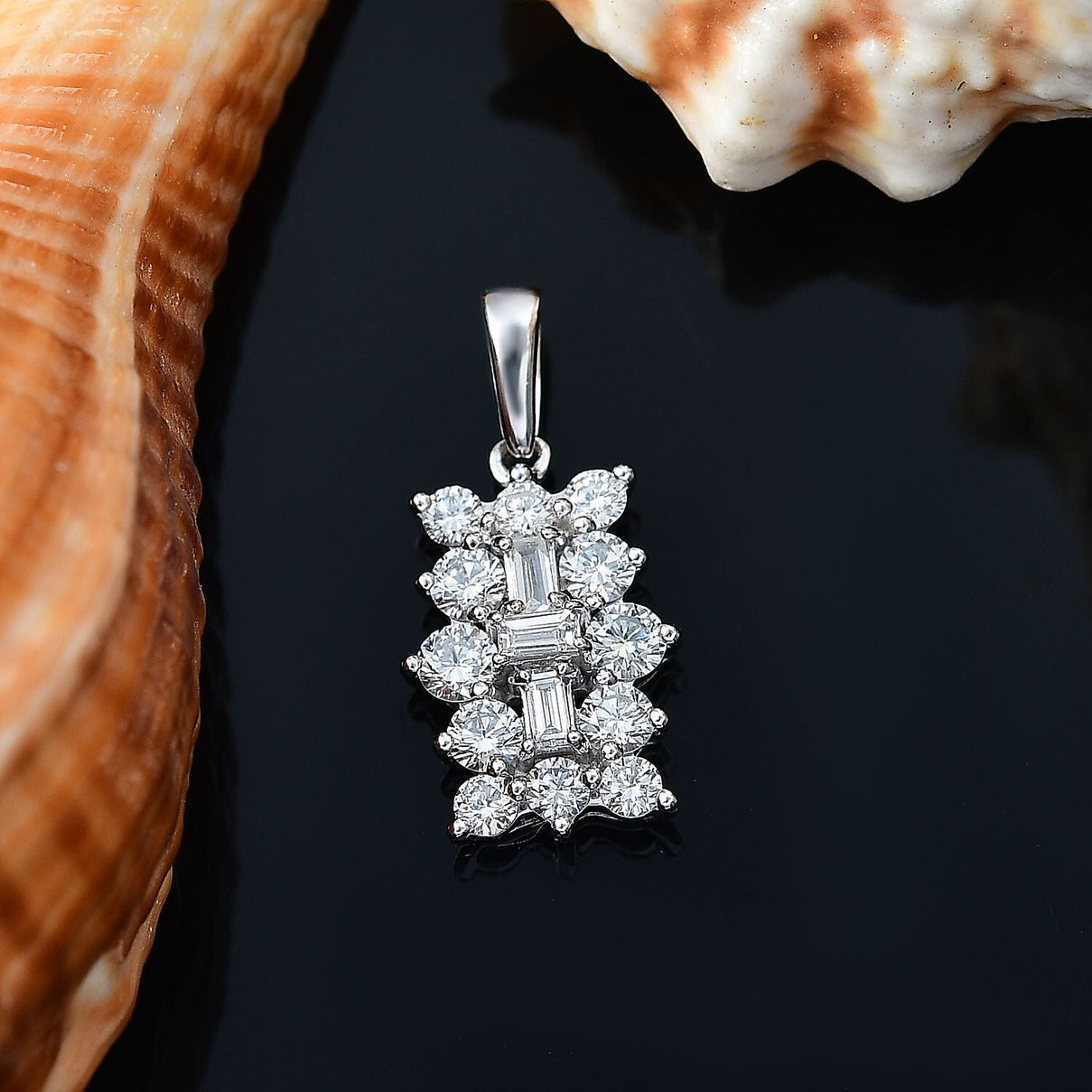 LUXURIANT 9K White Gold SGL Certified Lab Grown Diamond (VS-G/H) Cluster Boat Pendant 1 Ct. 8062958 3