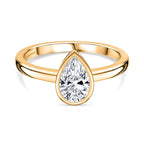 Luxuriant 9K Yellow Gold IGI Certified (VS-EF) Pear Cut Lab Grown Diamond Solitaire Ring 1.00 Ct.