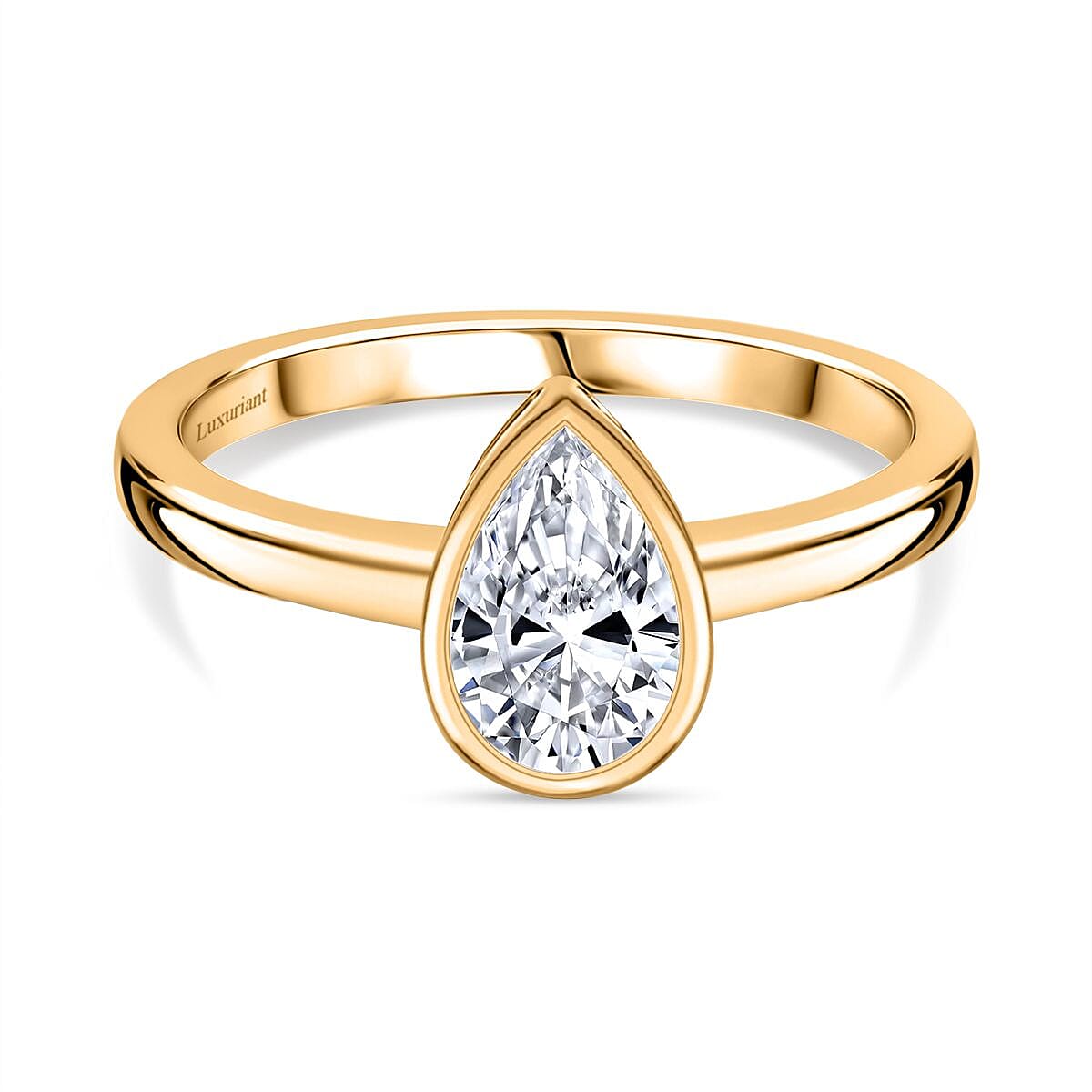 LUXURIANT 9K Yellow Gold IGI Certified (VS-E/F) Pear Cut Lab Grown Diamond Solitaire Ring 1.05 Ct. 8094975 0