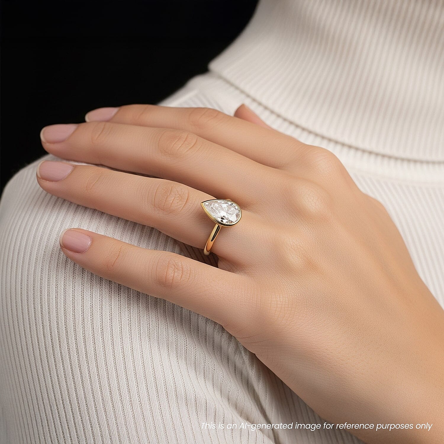 LUXURIANT 9K Yellow Gold IGI Certified (VS-E/F) Pear Cut Lab Grown Diamond Solitaire Ring 1.05 Ct. 8094975 2