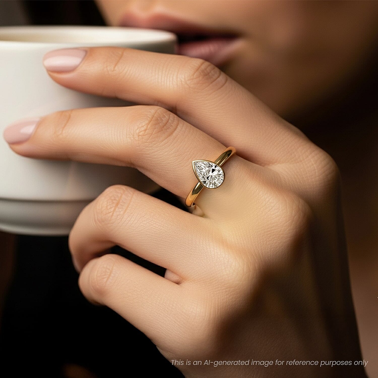 LUXURIANT 9K Yellow Gold IGI Certified (VS-E/F) Pear Cut Lab Grown Diamond Solitaire Ring 1.05 Ct. 8094975 3