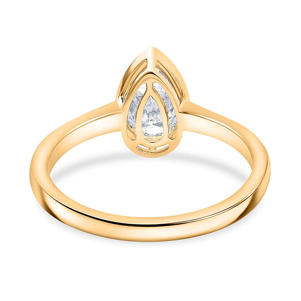Luxuriant 9K Yellow Gold IGI Certified (VS-EF) Pear Cut Lab Grown Diamond Solitaire Ring 1.00 Ct.