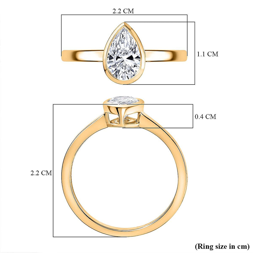 Luxuriant 9K Yellow Gold IGI Certified (VS-EF) Pear Cut Lab Grown Diamond Solitaire Ring 1.00 Ct.