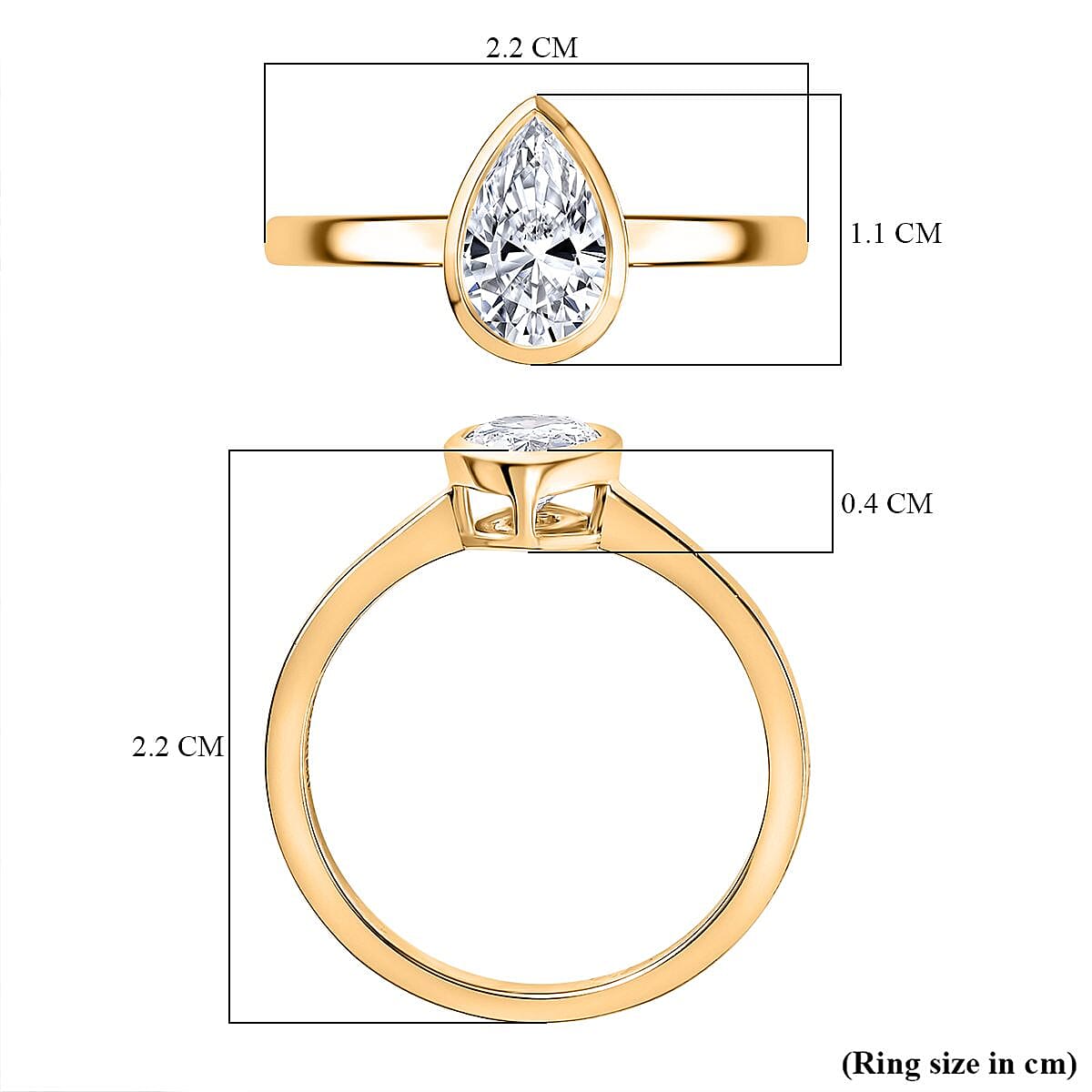LUXURIANT 9K Yellow Gold IGI Certified (VS-E/F) Pear Cut Lab Grown Diamond Solitaire Ring 1.05 Ct. 8094975 5