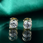 Luxuriant Diamond 9K Yellow Gold SGL Certified Lab Grown Diamond SI-G-H Solitaire Stud Push Post Earring 1.00 Ct.